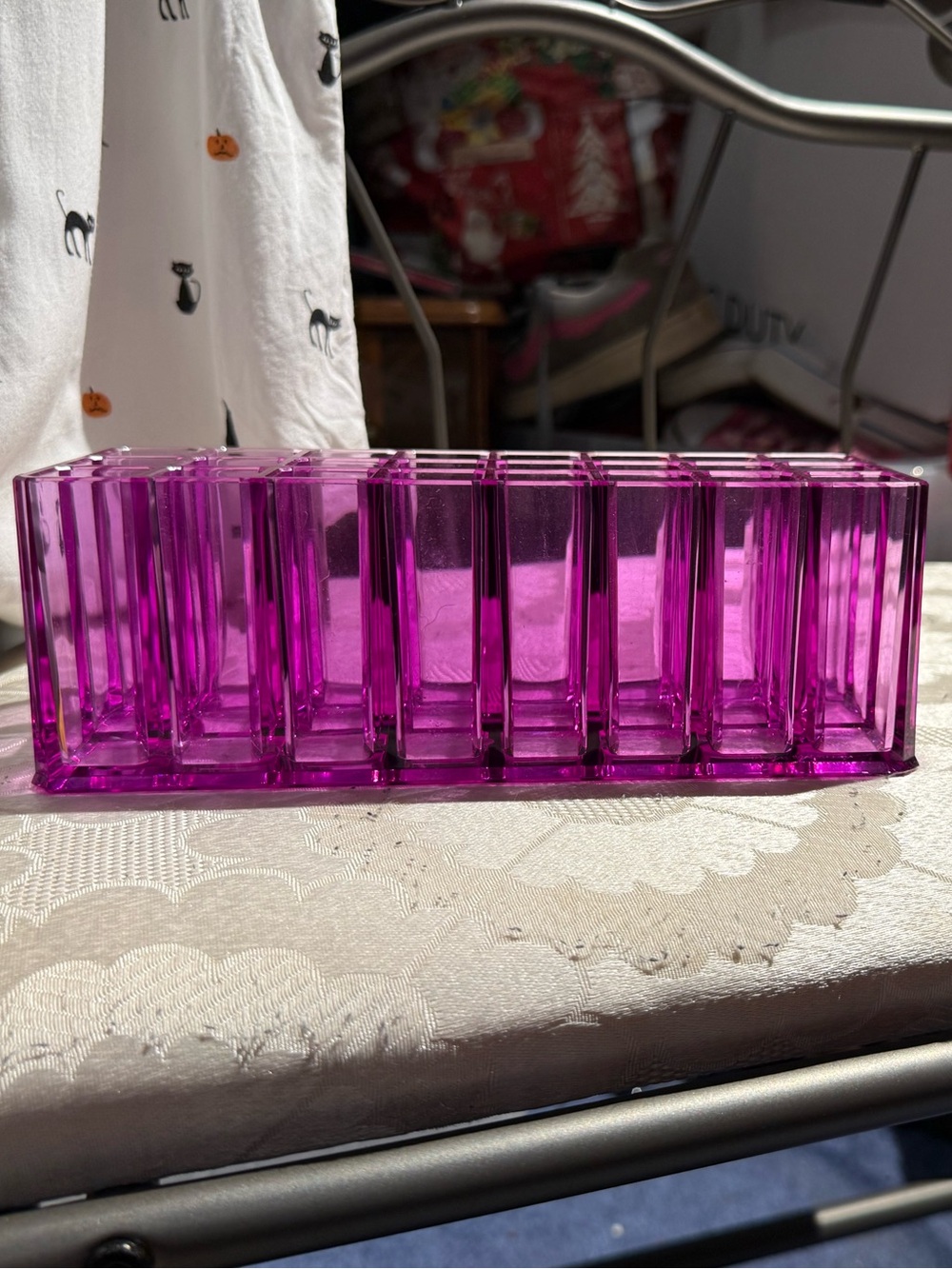 Hot Pink Acrylic Multi-Slot Desk Organizer